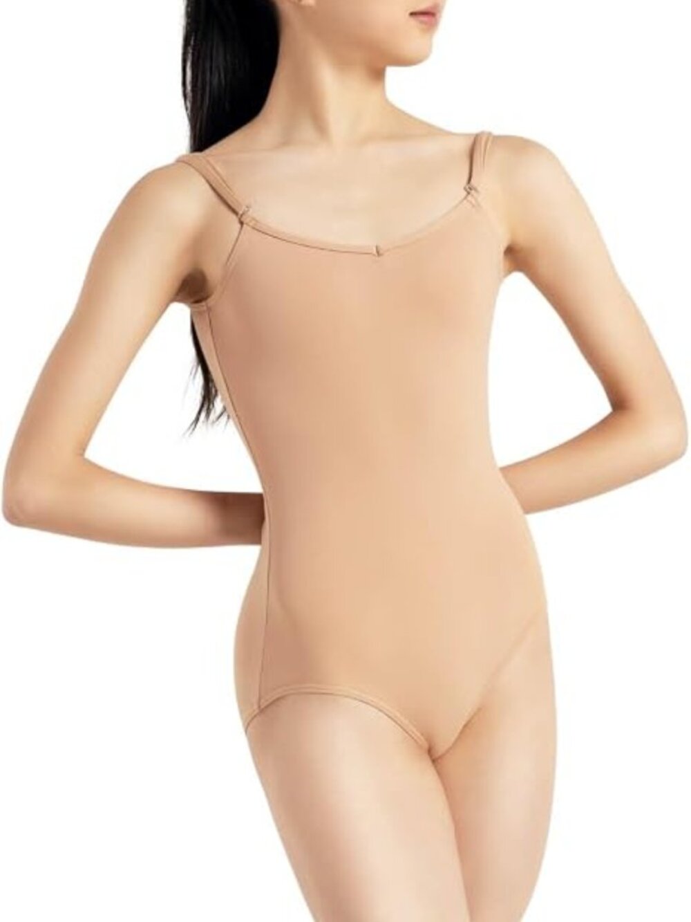 Capezio Women's Camisole Leotard With Adjustable Straps TB1420 Nude Large NWT